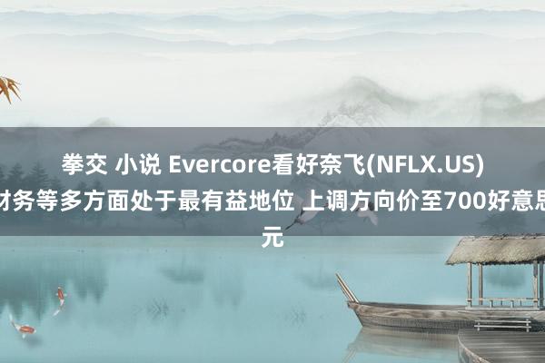 拳交 小说 Evercore看好奈飞(NFLX.US)在财务等多方面处于最有益地位 上调方向价至700好意思元